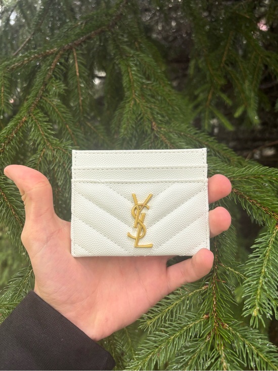 Yves Saint Laurent Handbags - Yves Saint Laurent White Quilted Card Case with Gold YSL Emblem